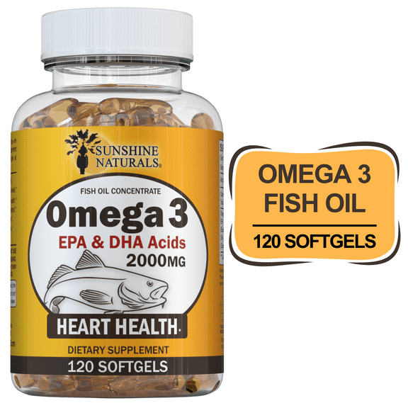 Sunshine Naturals, Omega 3 Fish Oil, Dietary Supplement, 120 Softgels