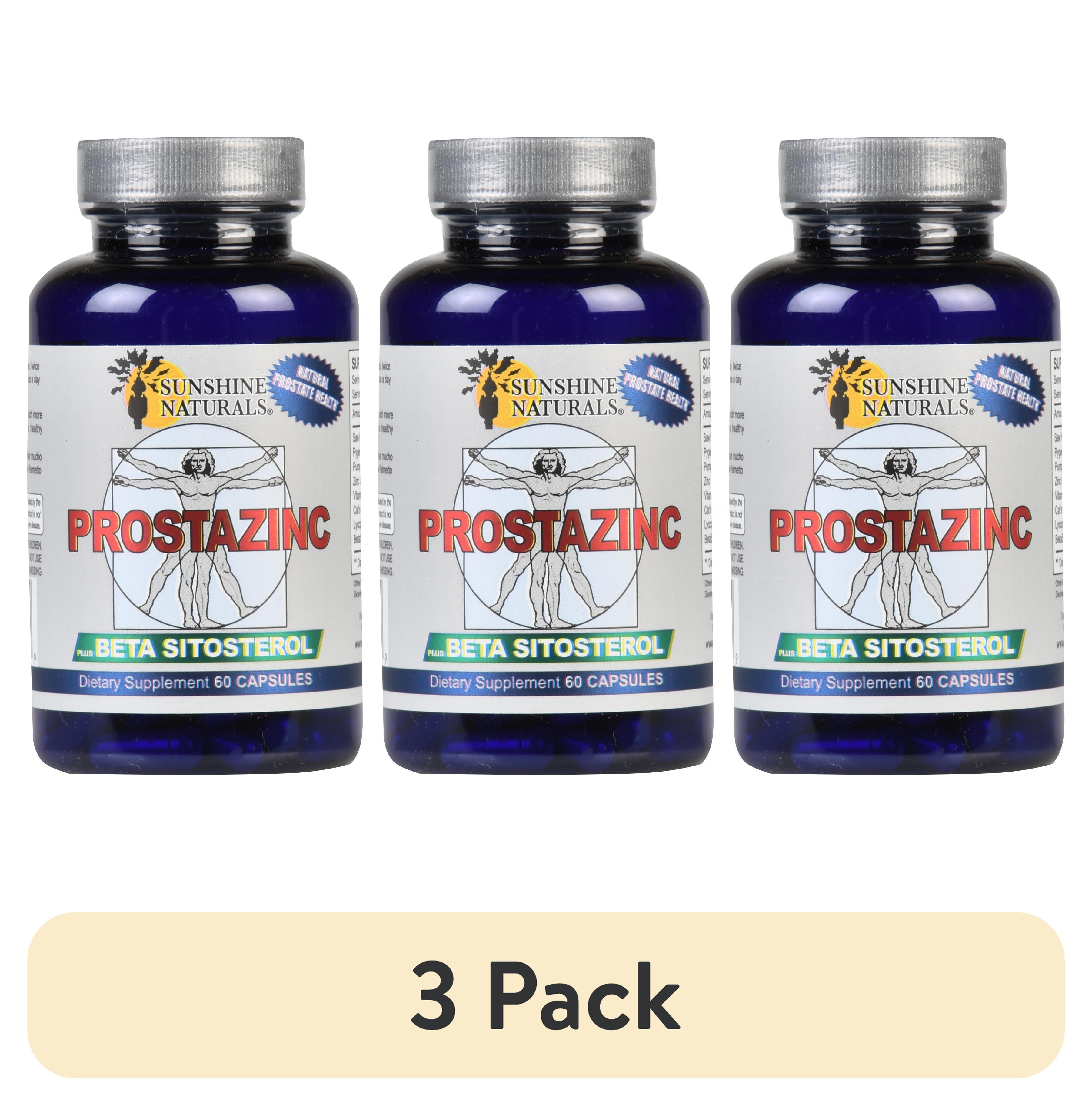 (3 pack) Sunshine Naturals Prostazinc with Beta-Sitosterol and Saw Palmetto, 60 Capsules
