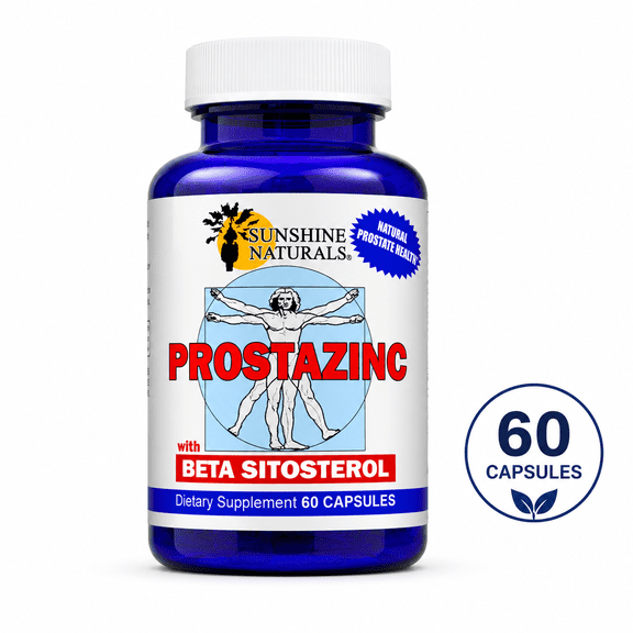 Sunshine Naturals Prostazinc with Beta-Sitosterol and Saw Palmetto, 60 Capsules