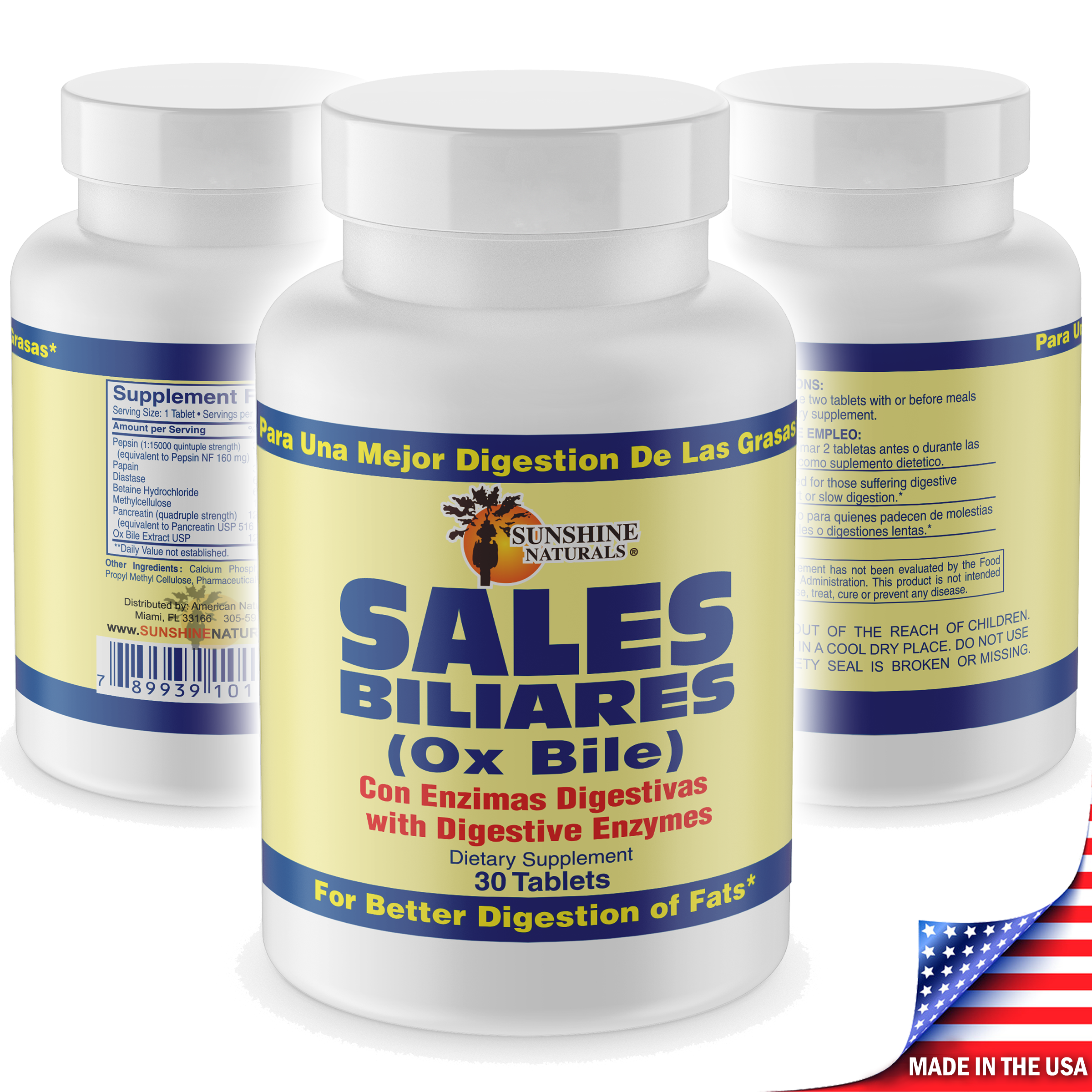 Sunshine Naturals, Sales Biliares, Ox Bile, Dietary Supplement