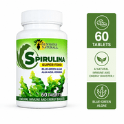 Sunshine Naturals Spirulina Algae Dietary Supplement, 60 Tablets, 500 mg, Superfood, Natural Immune Booster