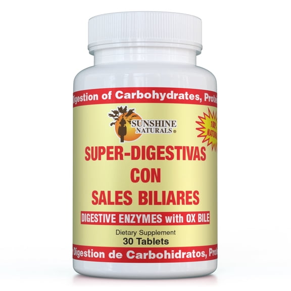 Sunshine Naturals Super Digestives with Ox Bile Dietary Supplement for Digestive Health, 30 Tablets