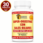 Sunshine Naturals Super Digestives with Ox Bile Dietary Supplement for Digestive Health, 30 Tablets