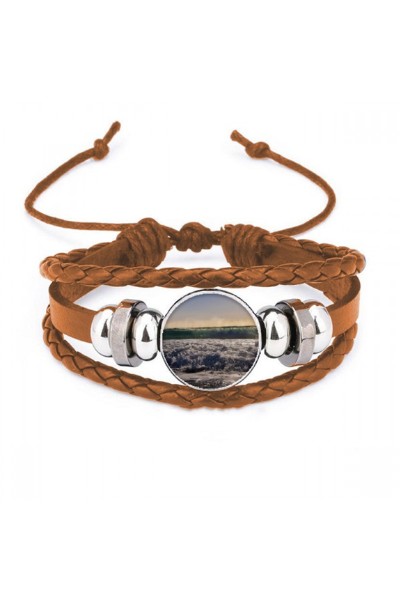 Sunshine Ocean Water Wave Science Nature Picture Bracelet Wristband Leather Jewelry Ornament