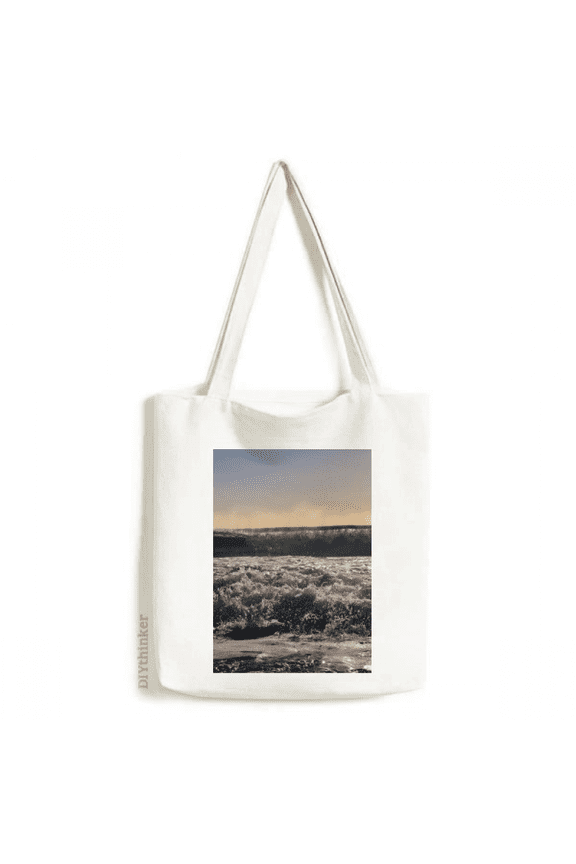 Sunshine Ocean Water Wave Science Nature Picture Tote Canvas Bag Shopping Satchel Casual Handbag