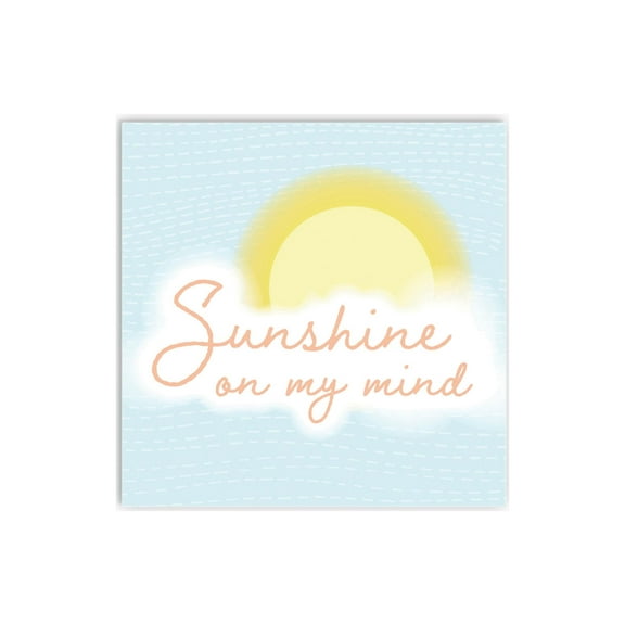 Sunshine On Mind Yellow Sun Sky Blue 12 x 12 Wood Wall Sign Plaque