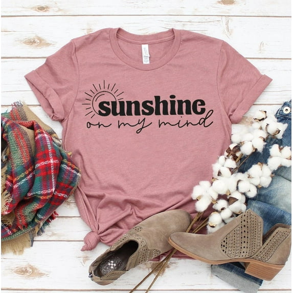 Sunshine On My Mind T-shirt Beach Shirts Summertime Top Party Tshirt Vacation Shirt Lake Gift Women's Holiday Tee