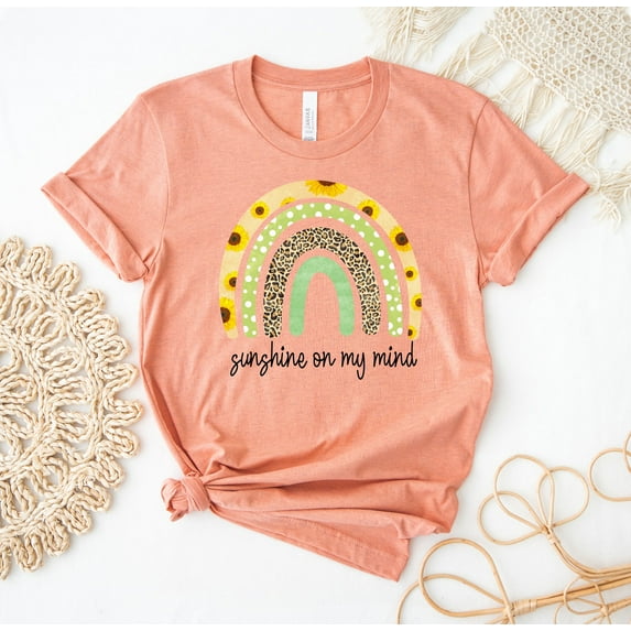 Sunshine On My Mind T-shirt Summer Shirt Summertime Tee Vibes Top Holiday Gift Women's Inspirational Beach Shirts Clothing