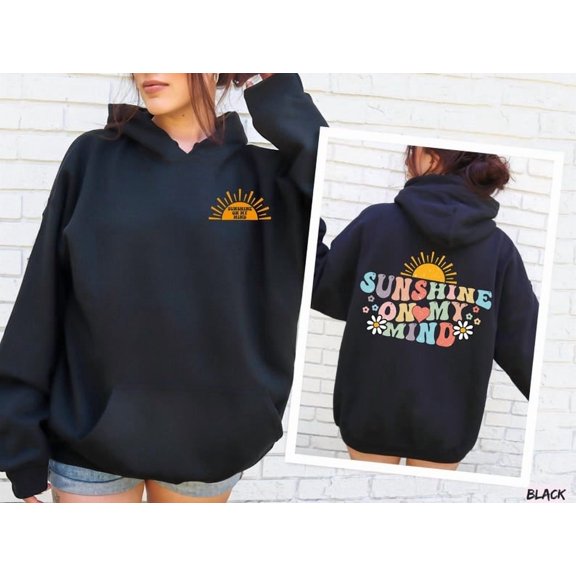 Sunshine On my Mind Hoodie, Retro Beach Hoodie, Sunset Hoodie, Retro Boho Hoodie, Aesthetic for Women, Vacation Hoodie, Beach Vibes, F6285