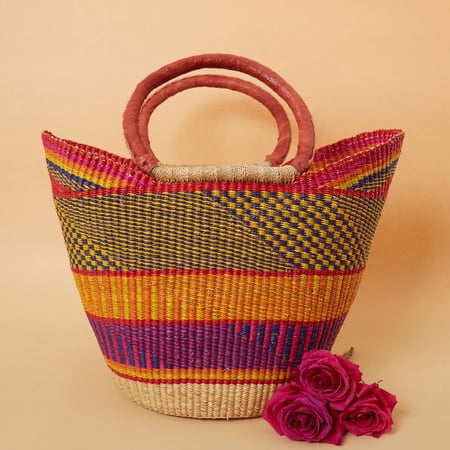 Bohemian African Market Basket, Yellow Orange