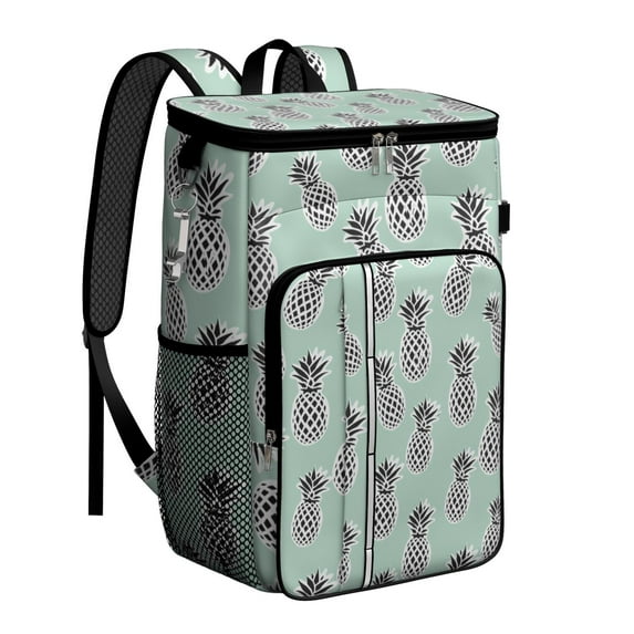 Sunshine Pineapple Cooler Backpack - 20L High-Capacity Insulated Bag with Golden Hawaiian Aesthetic for Families & Travelers