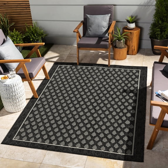 Sunshine Polypropylene Area Rug, 7ft. 10in. X 10ft. 3in., Anthracite - Stain , For Indoor And Outdoor Use Weather &