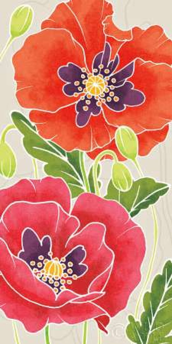 Sunshine Poppies Panel I Canvas Art - Elyse DeNeige (10 x 20)