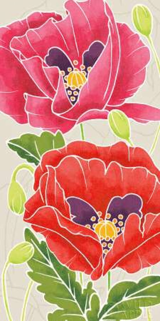 Sunshine Poppies Panel II Canvas Art - Elyse DeNeige (24 x 48)