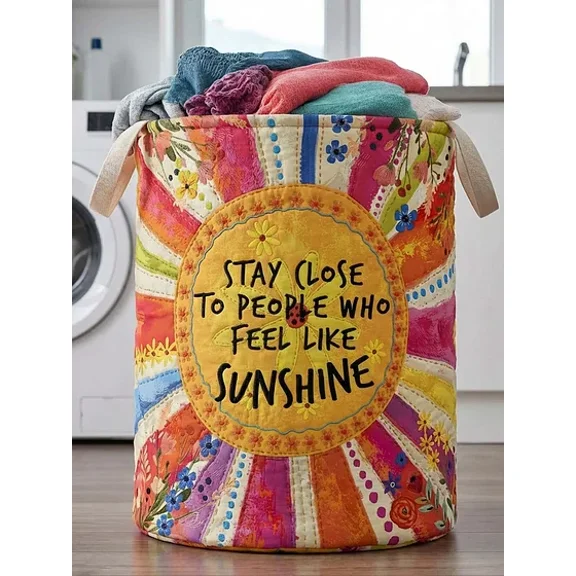 Sunshine Quilted Laundry Basket, Clothes Hamper Storage Bag, Housewarming Gift Ideas, Mother's Day Gifts, Birthday Gift