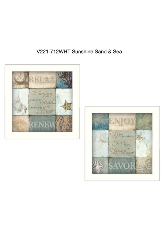 TrendyDecor4U Sunshine Sand And Sea Collection By Dee Dee Wall Art V221-712W