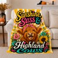 thumbnail image 1 of Sunshine Sass Highland Cows Rustic Farmhouse, Cozy Typography Art Scene, Warm Flannel Blanket for Ranch House and Living Room, Art Lovers Housewarming Gift, Artistic Home Decor, 1 of 7
