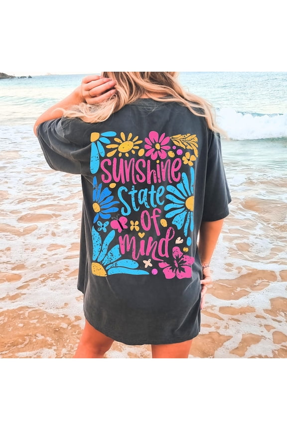 Sunshine State Of Mind Shirt, Beach Shirt Design, Retro Flowers Summer Sublimation Shirt, Popular Trendy Summer Shirt, Sunshine Shirt, Preppy Summer Design Shirt