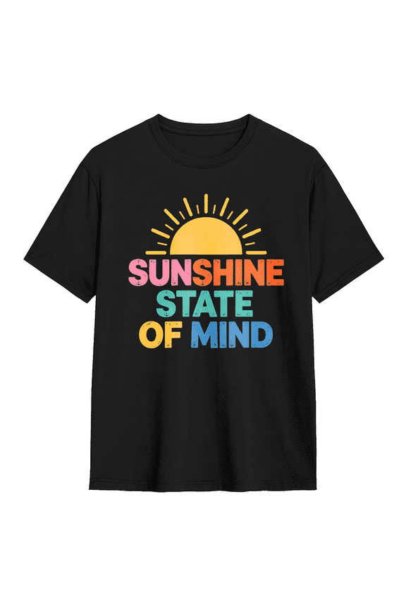 Sunshine State Of Mind Beach Graphic Tee for Men and Women Retro Florida Summer Cotton Short Sleeve T Shirt