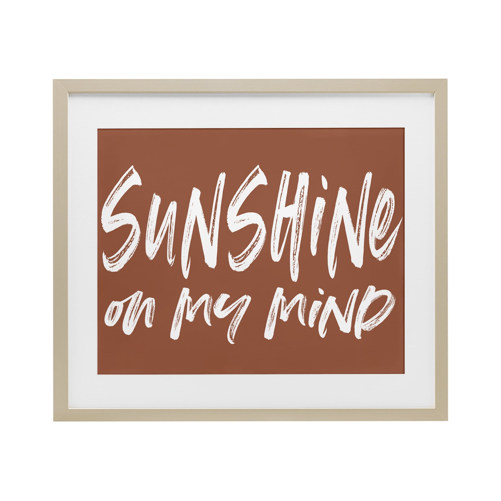 Sunshine State Of Mind Brown Birch Framed Print Under Glass, design by Lettered and Lined