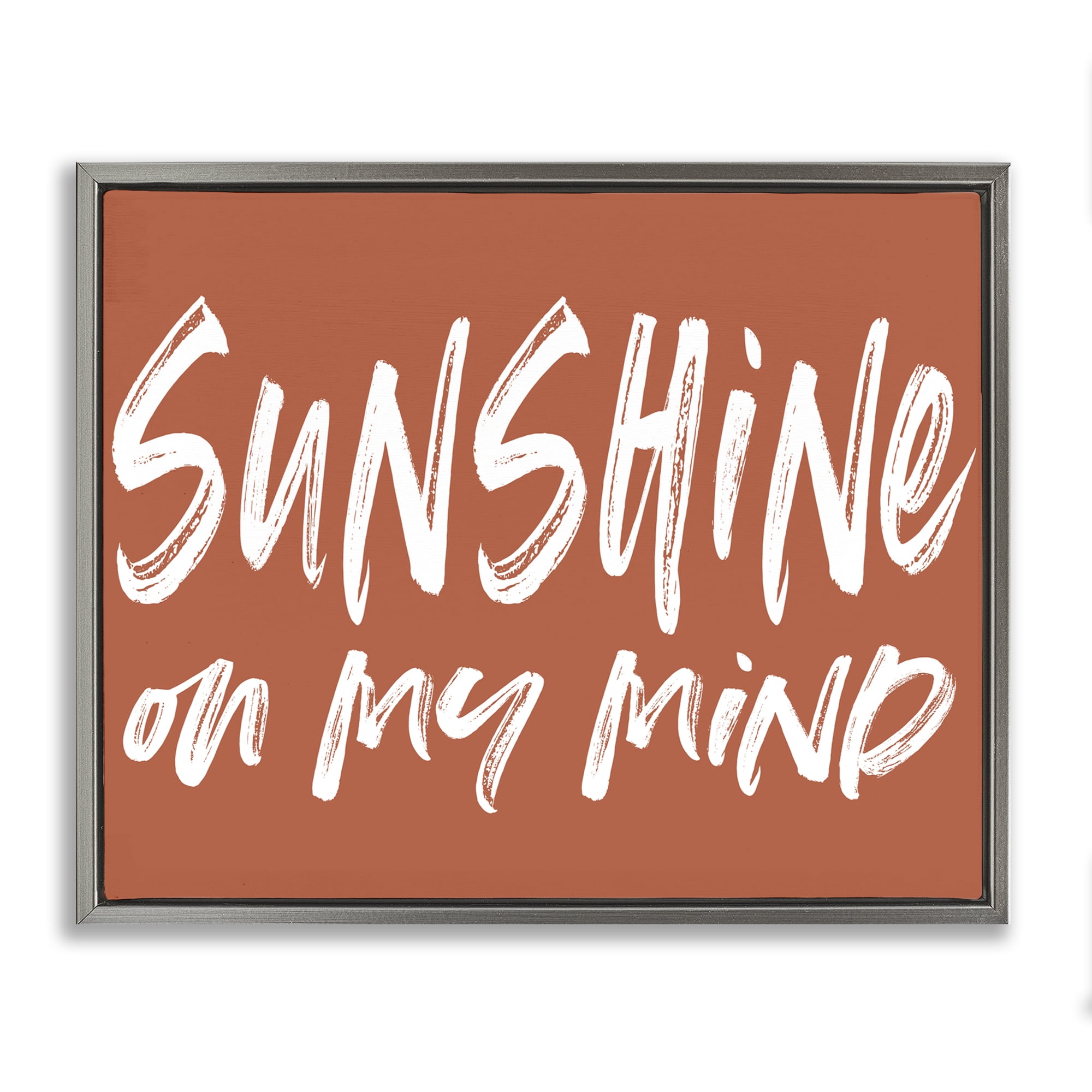Sunshine State Of Mind Brown Gray Framed Floater Canvas Wall Art, design by Lettered and Lined