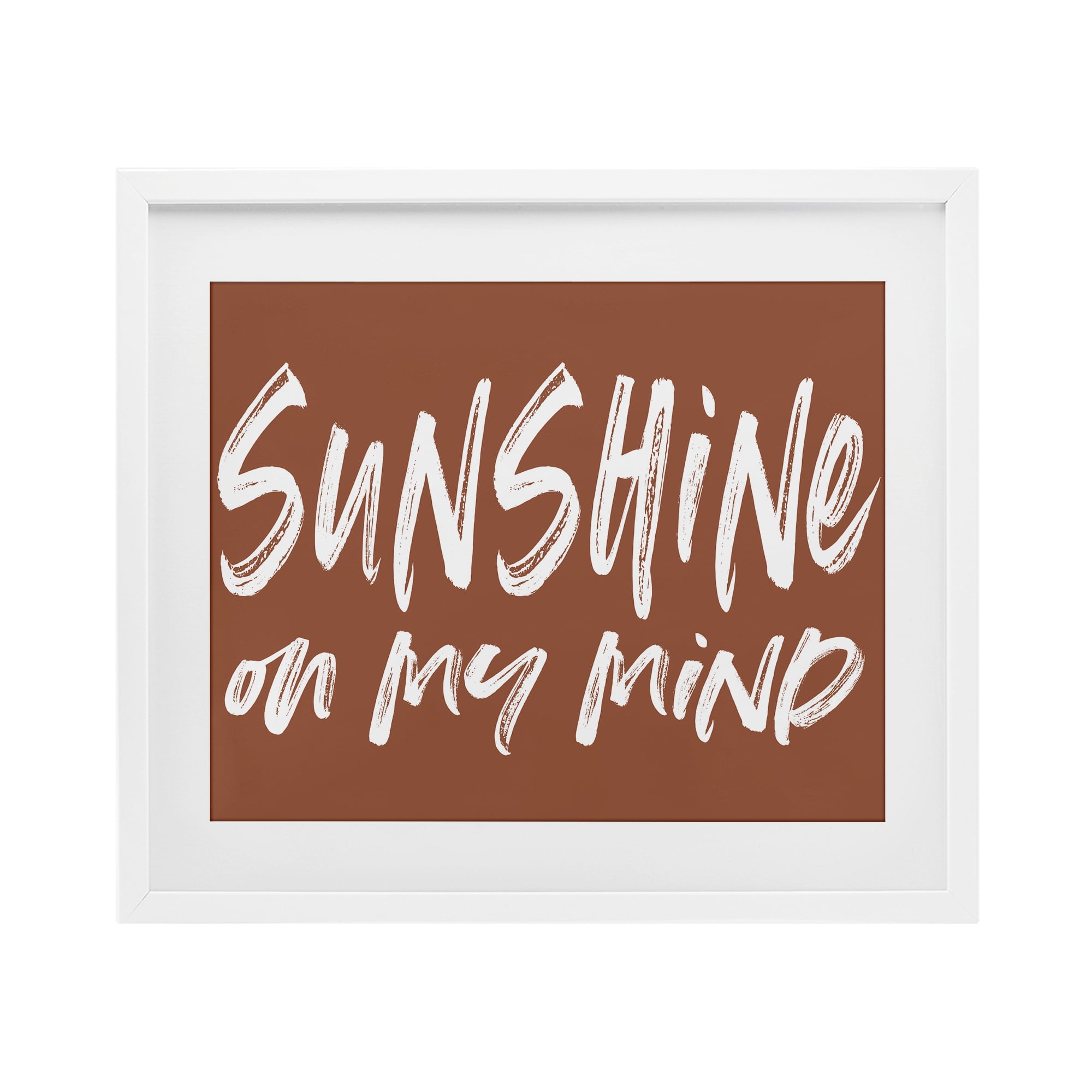 Sunshine State Of Mind Brown White Framed Print Under Glass, design by Lettered and Lined