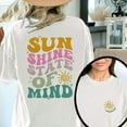 thumbnail image 1 of Sunshine State Of Mind Print T Shirts Summer Graphic Tees Popular Trendy Summer Sunshine Preppy Pattern Tops White,L, 1 of 6