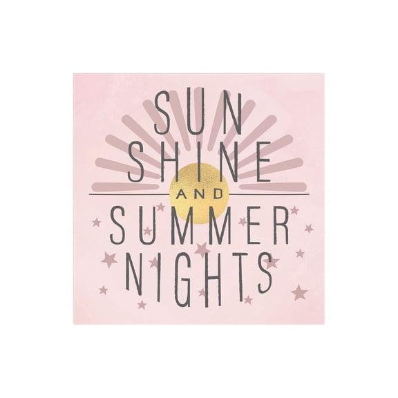 Sunshine Summer Nights Dusty Pink Star 12 x 12 Wood Wall Sign Plaque