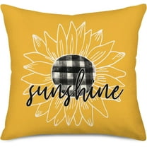 Sunshine Summer Sunflower Pillow Covers 18x18'''' Yellow Farmhouse Decor Pillows Cushion Cover Black White Buffalo Plaid with Spring Sunflowers Throw Pillow Cases for Sofa Couch,18''''x18''''