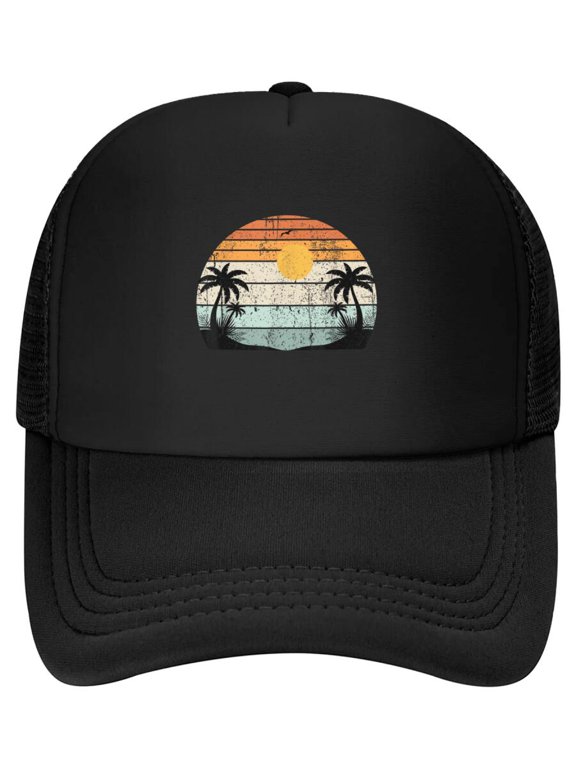 Sunshine Summer Vibes Palm Trees Beach Retro Tropical Summer Baseball Cap