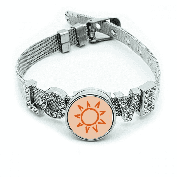 Sunshine Sun Hand Painting Orange Bracelet Wristband Crystal Love Adjustable Bangle