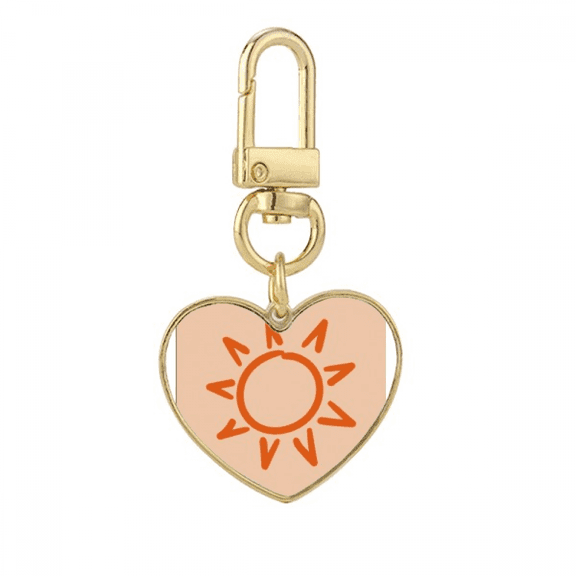 Sunshine Sun Hand Painting Orange Gold Heart Keychain Metal Keyring Holder