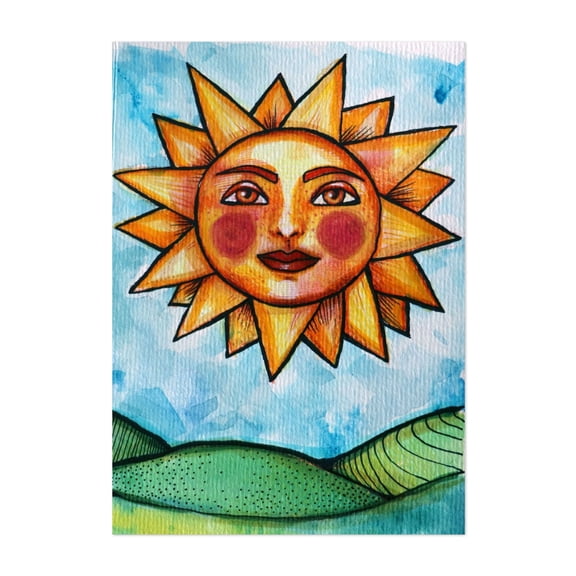 Sunshine Sun - Illustration Whimsical Surrealism Watercolor Nature Unframed Wall Art Print 6 x 8 inches