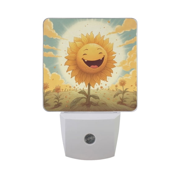 Sunshine Sunflowers Clouds Cartoon LED Night Light with Smart Sensor Plug Into Wall Dusk to Dawn 2 packs