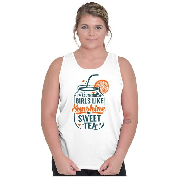 Sunshine Sweet Tea Southern Belle Womens Plus Size Graphic Tank Top Brisco Brands 2X