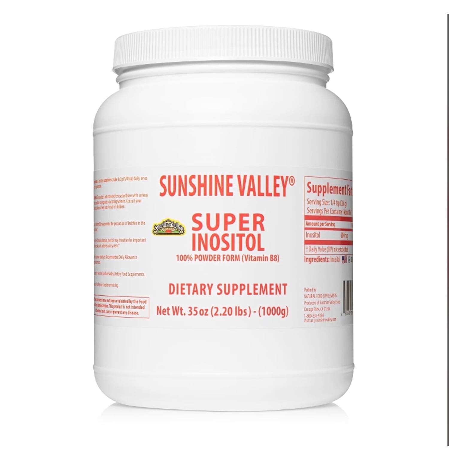 Sunshine Valley Super Inositol Powder, Dietary Supplement, 35 oz