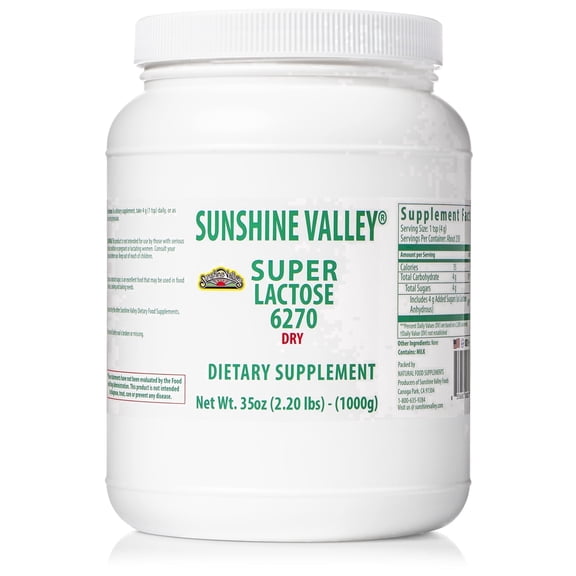 Sunshine Valley Super Lactose Dry Powder (Free Flow Pour) - Anhydrous Natural Sweetener, Baking Ingredient, 35 oz