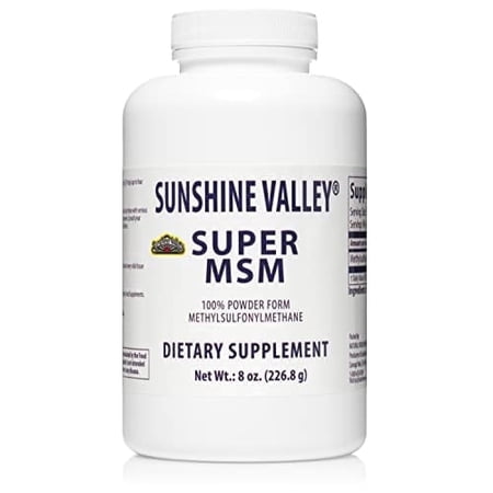 Sunshine Valley® Super MSM Supplement - Methylsulfonylmethane MSM Crystals Powder for Joint Support, Nails, Hair & Skin Health - 100% Pure Powder, Unflavored, Dietary Supplement - 8 oz