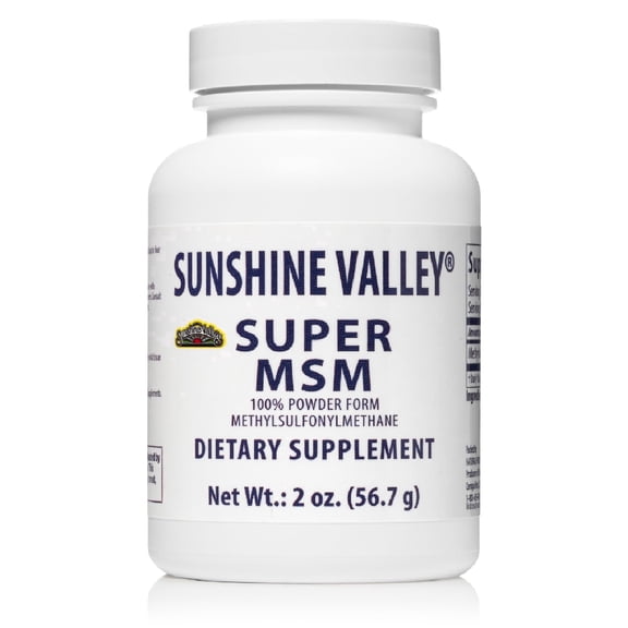 Sunshine Valley Super MSM Supplement - Methylsulfonylmethane MSM Crystals Powder for Joint Support, Nails, Hair & Skin Health - 100% Pure Powder, Unflavored, Dietary Supplement - 2 oz