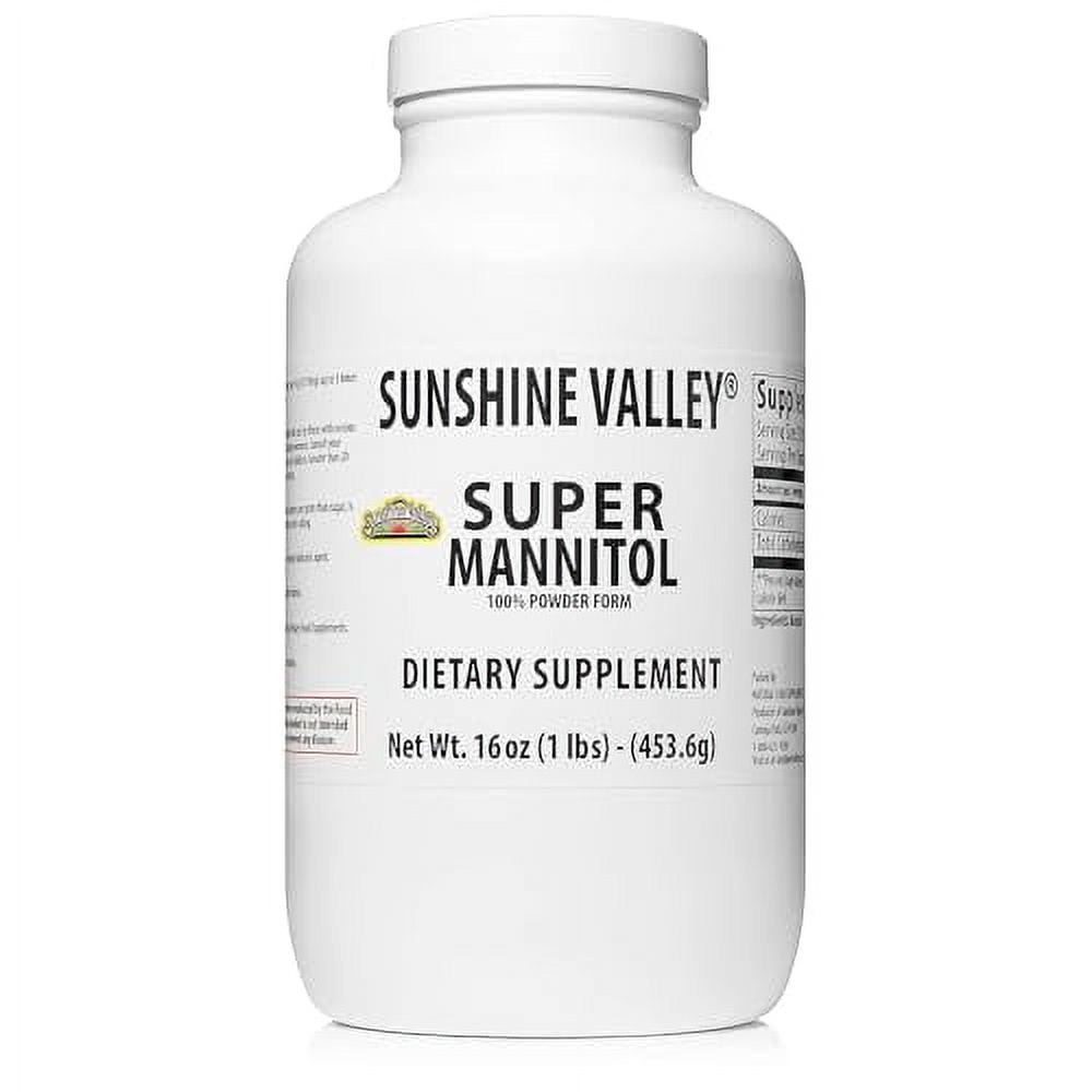 Sunshine Valley Super Mannitol Powder, Natural & Healthy Artificial Sweetener, Ultra-Pure Sugar Substitute, Gluten-free, Low Glycemic Dietary Supplement For Men & Women (16 Fl oz)