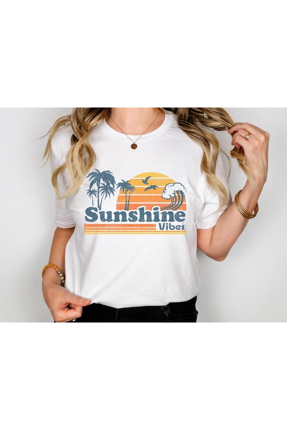 Sunshine Vibes Camping Retro Vintage Summer T-Shirt All Size S-5XL