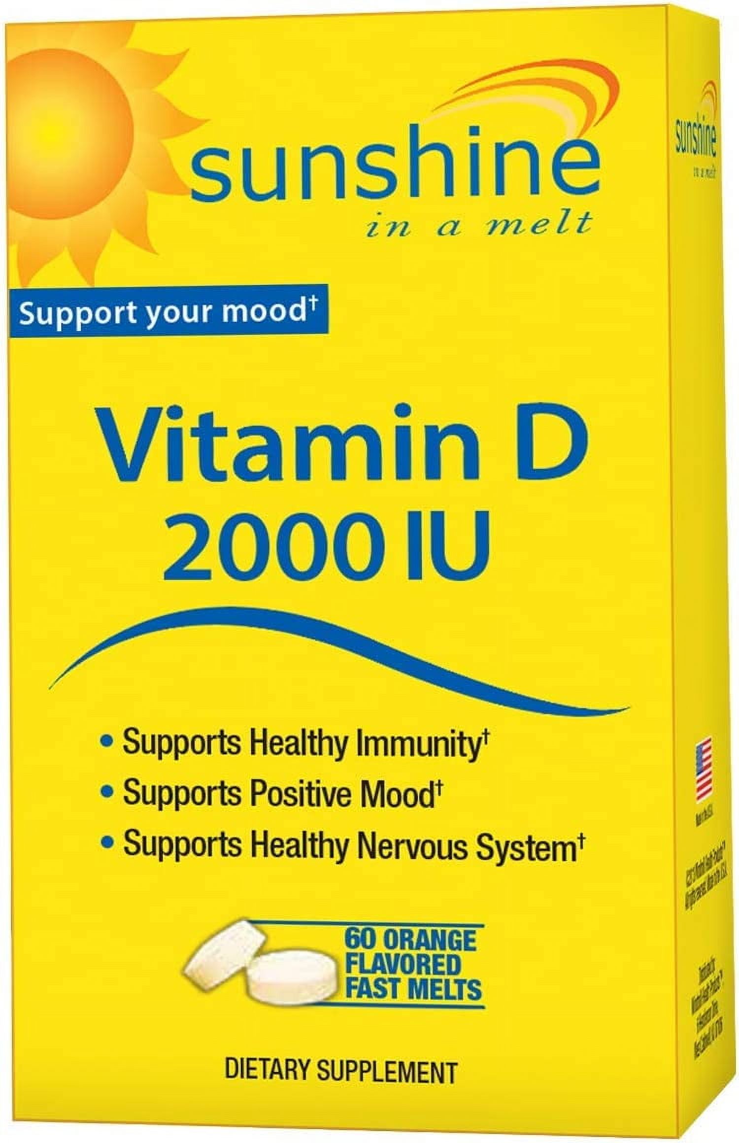 Sunshine Vitamin D 2,000 IU Quick Melts, Fast Release, Healthy and