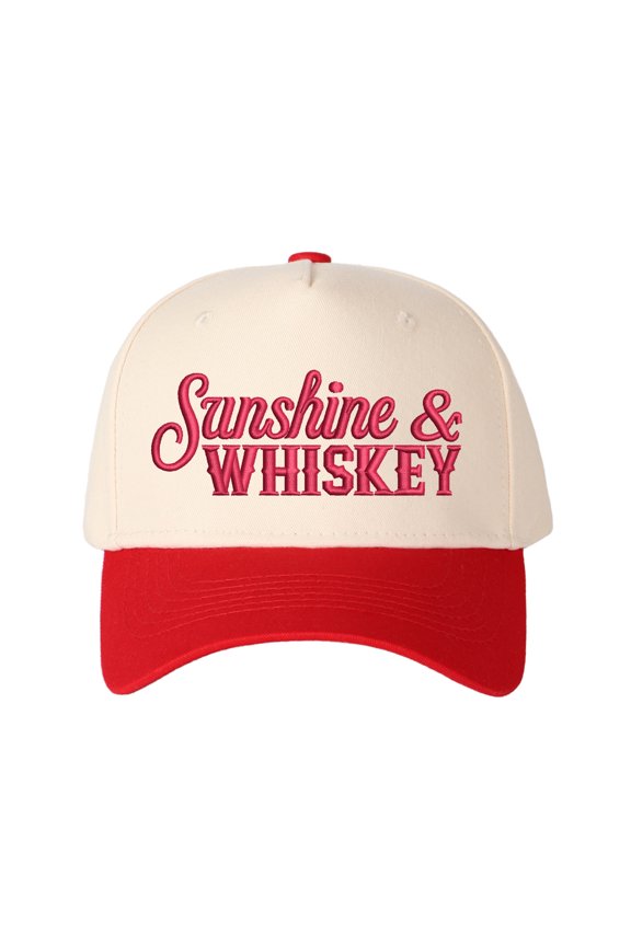 Sunshine&WHISKEY Letter Embroidered Color Block Trucker Hat Unisex Adjustable Cotton Breathable Fashion Cap for Travel Daily Wear