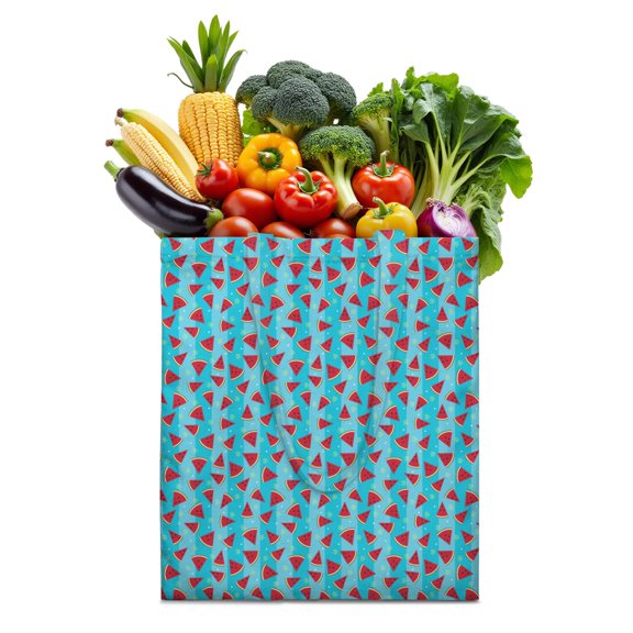 Sunshine Watermelon Canvas Tote Bag Summer Tropical Fruit Pattern Print Aesthetic Watermelon Lovers Cute Beach Summer Party Fresh Geometric Refresh Reusable Eco-Friendly Lightweight Shopping Tote