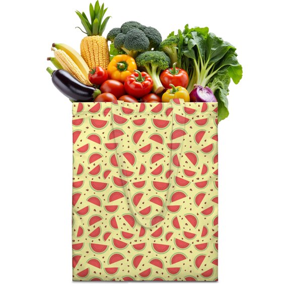 Sunshine Watermelon Canvas Tote Bag Summer Tropical Fruit Pattern Print Aesthetic Watermelon Lovers Cute Beach Summer Party Fresh Geometric Refresh Reusable Eco-Friendly Lightweight Shopping Tote