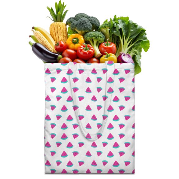 Sunshine Watermelon Canvas Tote Bag Summer Tropical Fruit Pattern Print Aesthetic Watermelon Lovers Cute Beach Summer Party Fresh Geometric Refresh Reusable Eco-Friendly Lightweight Shopping Tote