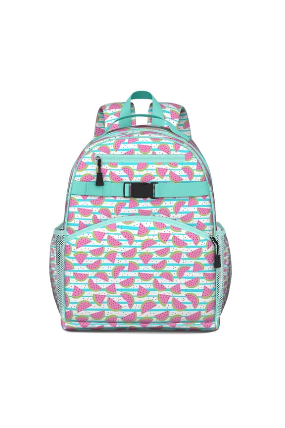 Sunshine Watermelon Print Backpack - Waterproof & Durable Book Bag with Side Pockets for Students & Travel