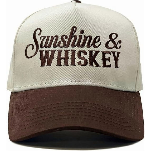 Sunshine & Whiskey Hat – Vintage Embroidered Trucker Cap for Women, Country Music Inspired Baseball Hat, Fun Summer Gift for Whiskey Lovers