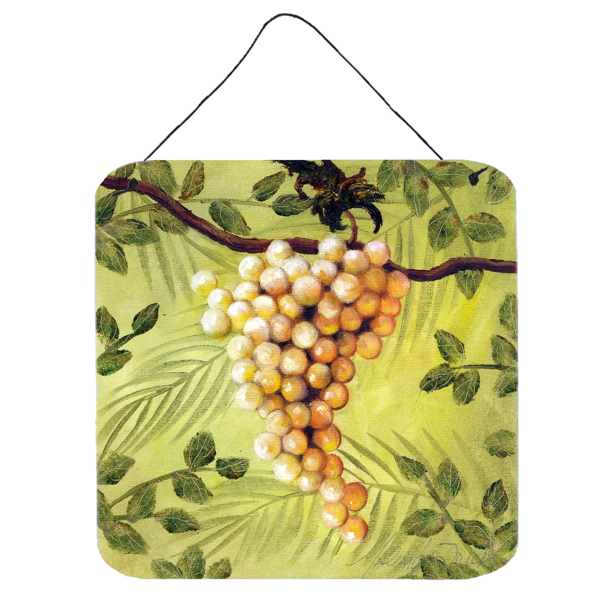 Sunshine White Grapes Aluminum Square Wall Print with Hanging Rope