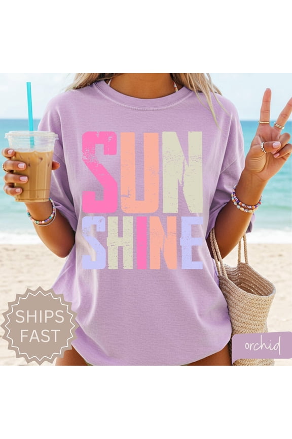 Sunshine Women Tee, Beach Life Gift for Her, Summer Trendy Shirt, Distressed Beach Mom Gifts, Lake Pool River Birthday Gifts
